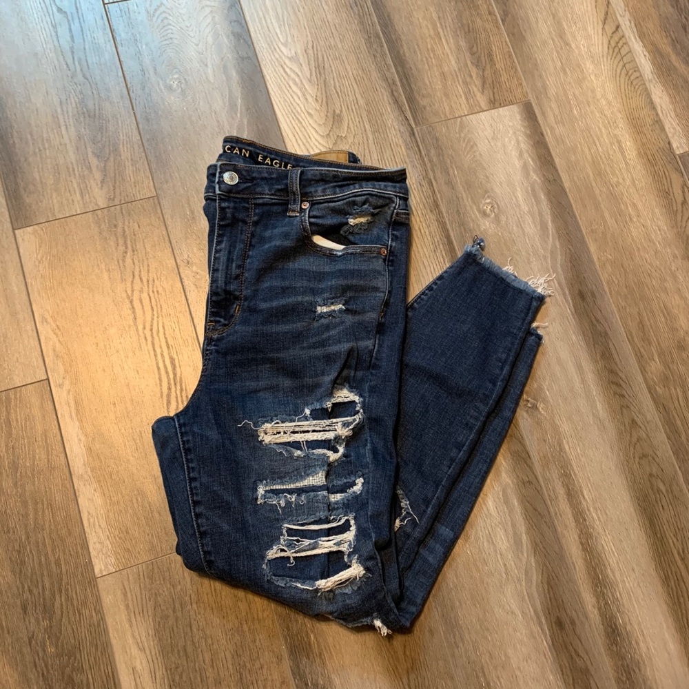American Eagle super hi-rise distressed jeggings